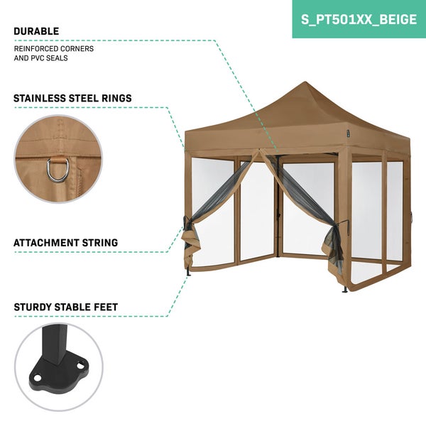 VONROC Pavillon 3x3m wasserdicht stabil - Partyzelt EasyUp System [3Min Aufbau] Popup Faltpavillon modular erweiterbar als Festival Zelt, Gartenpavillon