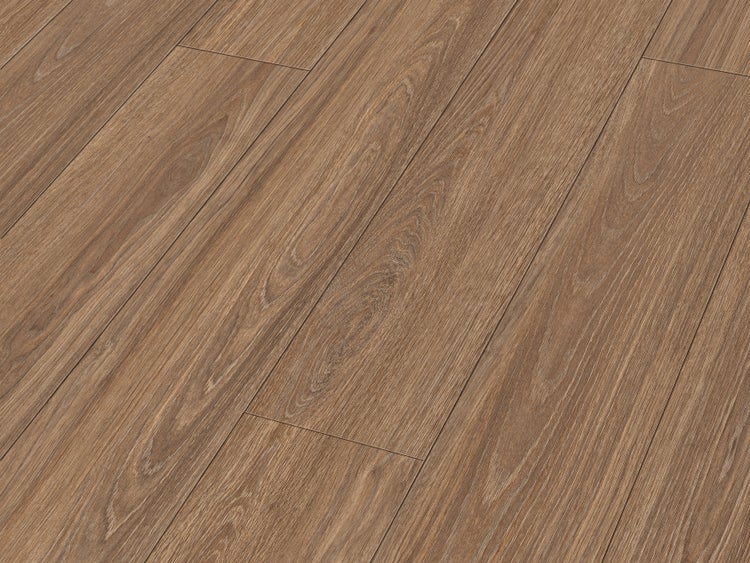Laminatboden mit Holzoptik in brauner Maserung als Bodenbelag für Innenräume
