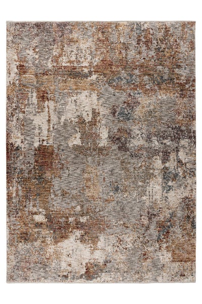 Rechteckiger Teppich mit abstraktem Vintage Muster und strukturierter Oberfläche für Wohnbereiche.