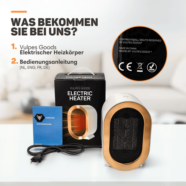 Vulpes Goods Elektrischer Heizlüfter- Keramik Heizlüfter - 1200W - Weiß