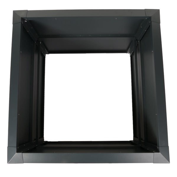 Quadratischer Hochbeet-Rahmen aus Metall in der Draufsicht.