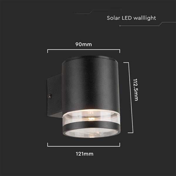 Solar LED Wandleuchte mit den Maßen 90 mm x 112,5 mm x 121 mm