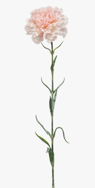Künstliche Nelkenblüte in Lachsrosa mit gerüschten Textilblütenblättern.