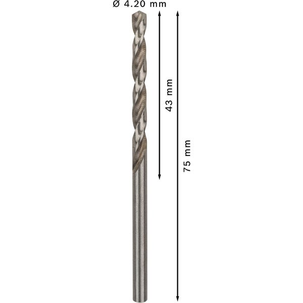 Bosch PRO Metal HSS-G Spiralbohrer 4,2 x 43 x 75 mm - 2608595060