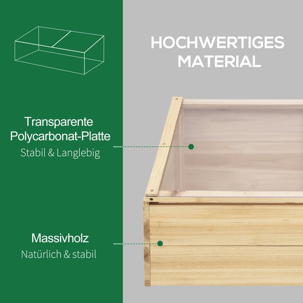 Hochbeet aus Massivholz mit transparenter Polycarbonatplatte