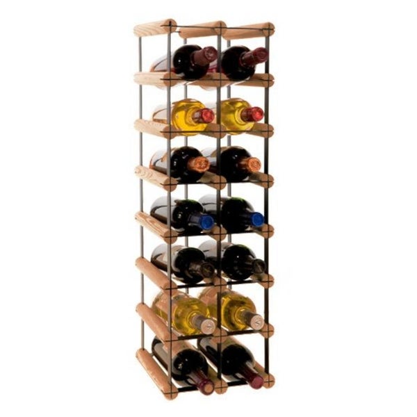 PROREGAL Modulares Weinregal Vinotega Mod Metal HxBxT 72,5 x 22,5 x 24,5 cm 2 x 7 Flaschen Massives Kiefernholz Braun Geölt
