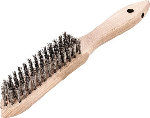 Drahtbürste mit Holzgriff zur Reinigung von Metalloberflächen und Entfernung von Rost und Farbe