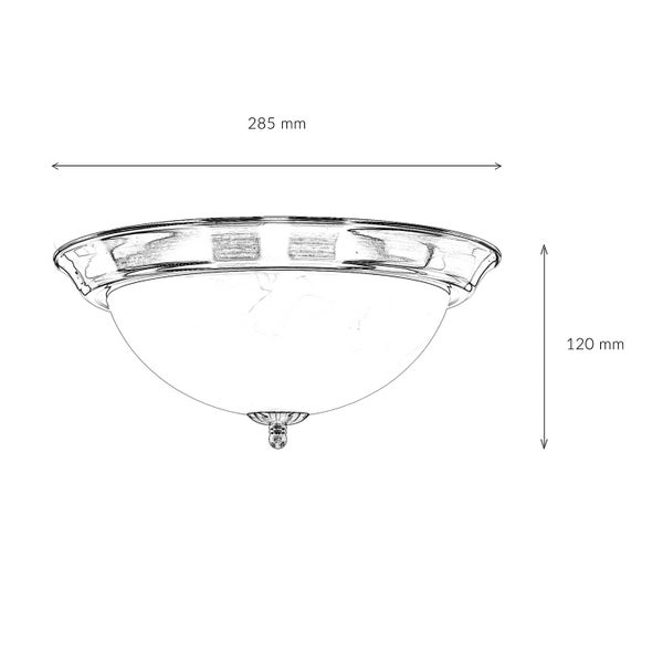 Zeichnung einer Deckenleuchte mit den Maßen 285 mm Breite und 120 mm Höhe