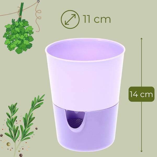 Blumentopf aus Kunststoff mit einem Durchmesser von 11 cm und einer Höhe von 14 cm