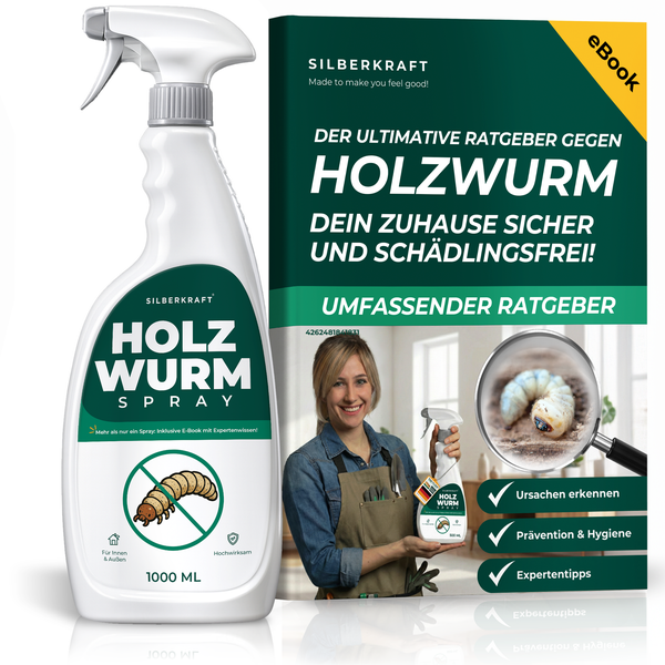 Holzwurmspray mit E-Book-Ratgeber