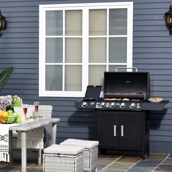 Outsunny Gasgrill, 125 x 51 x 100 cm, Stahl, Kunststoff, Schwarz