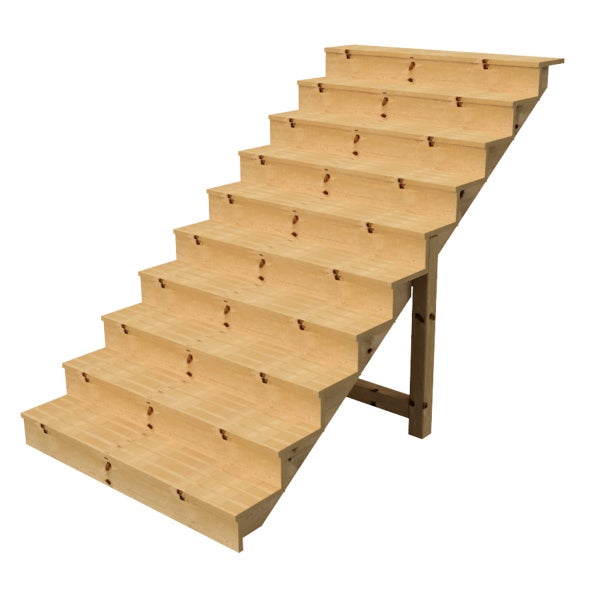 Holztreppe mit sieben Stufen für den Außenbereich