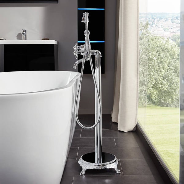 Home Deluxe - Design Standarmatur - Retro - Höhe: 100 cm, inkl. Handbrause I freistehende Armatur Wannenbrause Wanneneinlass