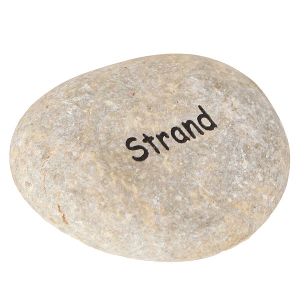 Stein mit der Aufschrift Strand