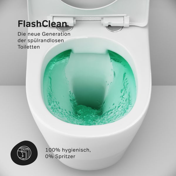 Spülrandloses Wand WC mit FlashClean Spültechnik für hohe Hygiene