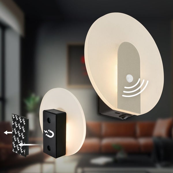 LED Wandleuchte Wandlampe ohne Stromanschluss Bewegungsmelder Akku ohne Bohren