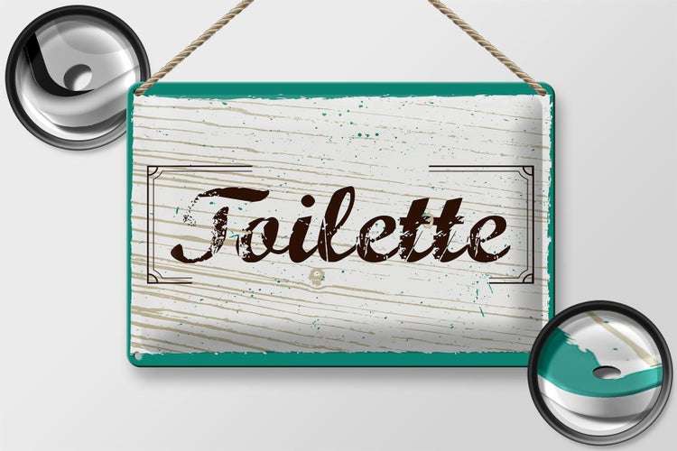 Blechschild Spruch 30x20cm Toilette blau braun