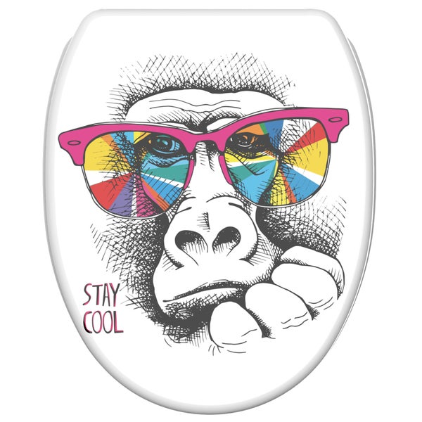 WC-Sitz mit Gorilla-Motiv, Sonnenbrille und Aufschrift Stay Cool.