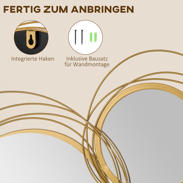HOMCOM Spiegel-Set, 107 x 4 x 56 cm, Metall, Gold