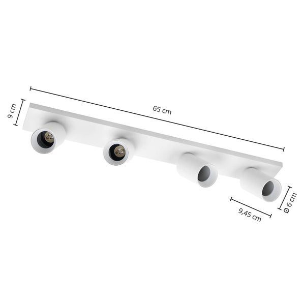 Deckenleuchte mit vier Strahlern, 65 Zentimeter lang