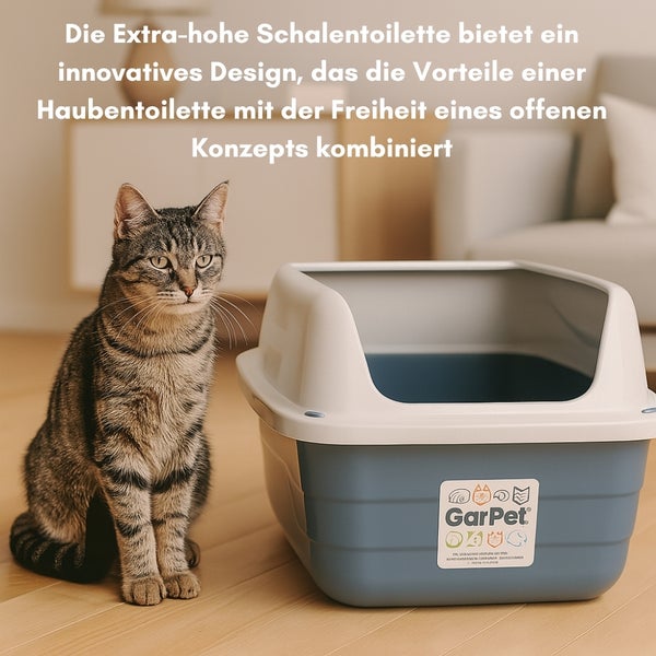 XXL Extra hohe Katzentoilette offene Katzenklo mit hohem Rand Jumbo Schalentoilette groß ohne Deckel hygenisch Katzen WC