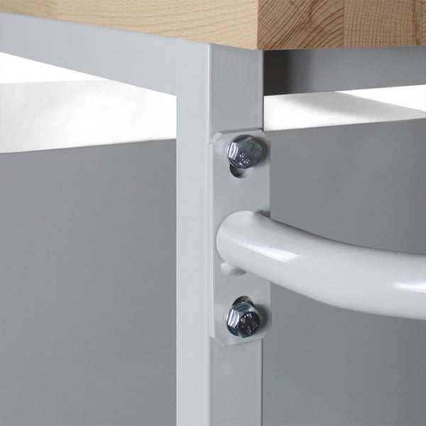 PROREGAL Mobile Werkbank Light Rhino mit Ablagefach 3 Schubladen HxBxT 85 x 130 x 60 cm 2 Lenkrollen 2 Bockrollen Traglast 300 kg Lichtgrau Blau