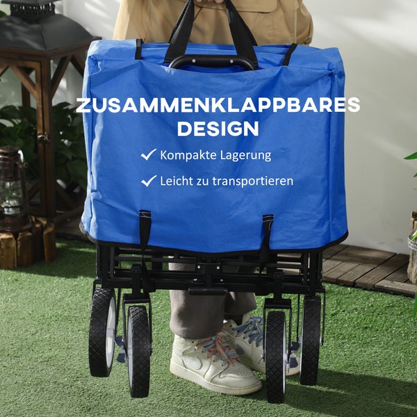 Outsunny Bollerwagen, 93L x 49B x 75-100H cm, Stahl (Q195), Nylon, Oxford, blau