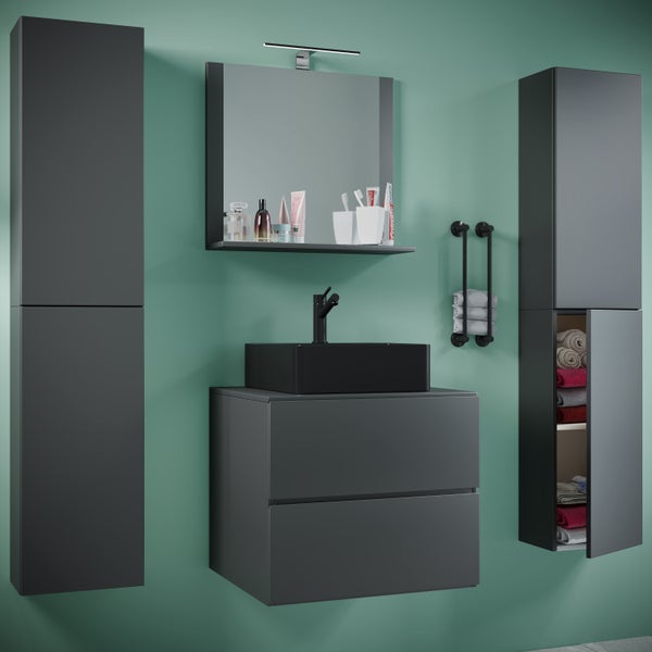 5-tlg Waschtisch Badmöbel 60cm Lendas XL Schublade
