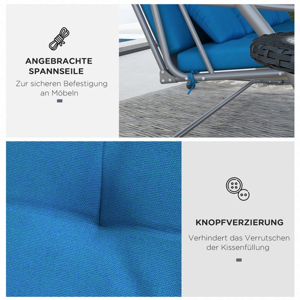 Outsunny Auflagen-Set für Hollywoodschaukel,  Stuhlkissen, Polyesterstoff, 3D vertikaler Schaumstoff, Schaumstoff, 170 cm, Blau