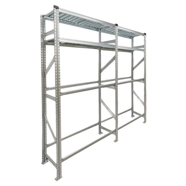 PROREGAL Reifenregal Proximo 200x180x40cm bis zu 16 Reifen auf 2 Ebenen + 2 Ablagen Verzinkt