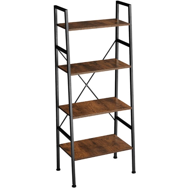 Leiterregal tectake Newcastle inklusive Kippschutz, 57,5 x 35,5 x 139 cm Industrial Style Industrial Holz dunkel, rustikal