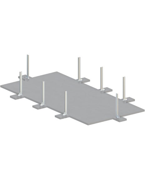 Darstellung einer Doppelbodenkonstruktion mit Stützen und Bodenplatten