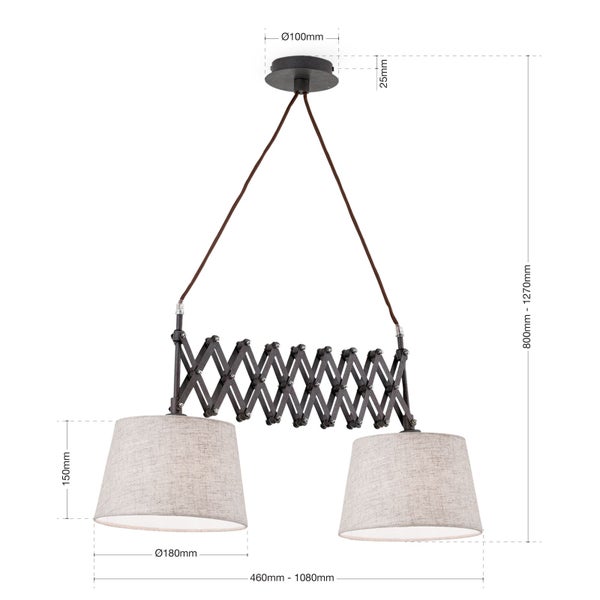 Boho Hängeleuchte Factory 100 x 18 cm Antik 2 x E27