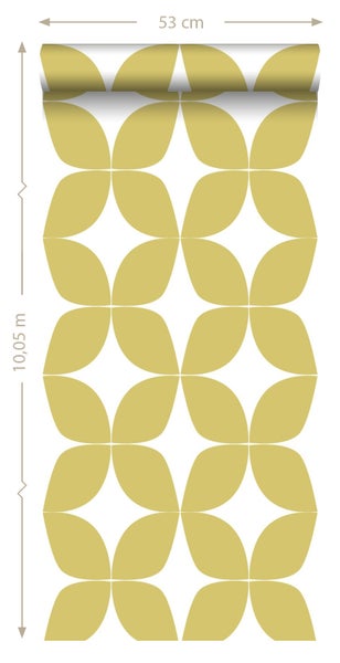 Tapetenrolle mit blütenförmigem Muster, 53 cm breit und 10,05 m lang