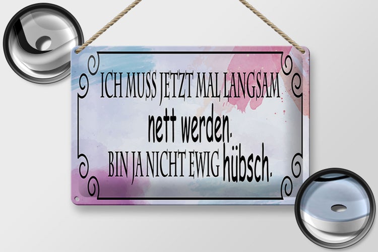 Blechschild Spruch 30x20cm ich muss mal langsam nett werden