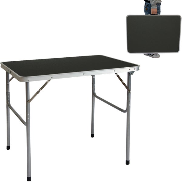AMANKA klappbarer Campingtisch 80x60x67 cm Leichtgewicht Klapptisch Reisetisch im Kofferformat Dunkel Grau