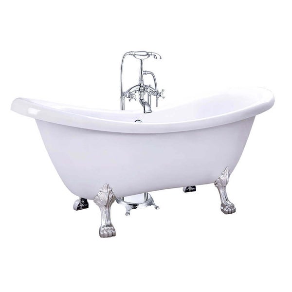 Home Deluxe - Design Standarmatur - Retro - Höhe: 100 cm, inkl. Handbrause I freistehende Armatur Wannenbrause Wanneneinlass