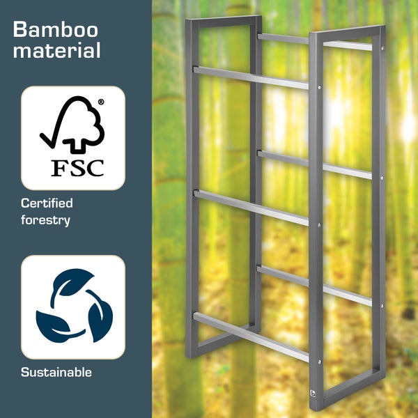 Badezimmer Handtuchhalter aus Bambus mit FSC Siegel für zertifizierte Forstwirtschaft und Nachhaltigkeit