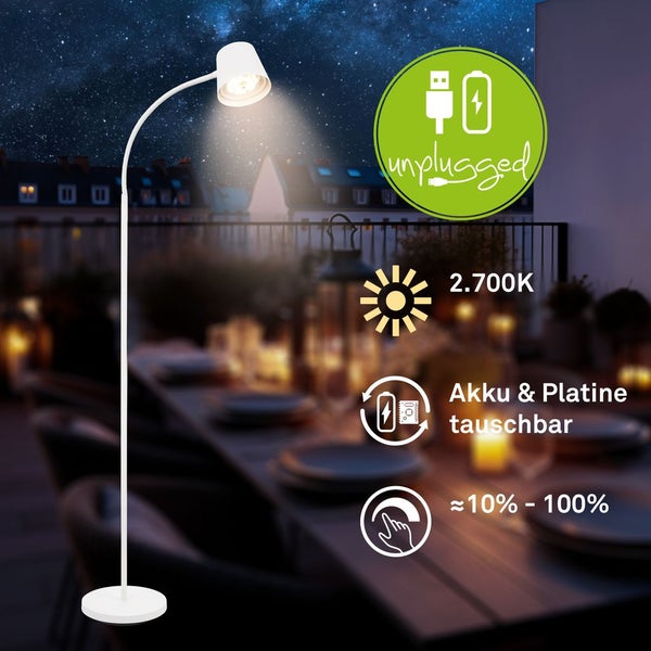 LED Stehlampe kabellos LED Stehleuchte Standleuchte Akku Wohnzimmer dimmbar