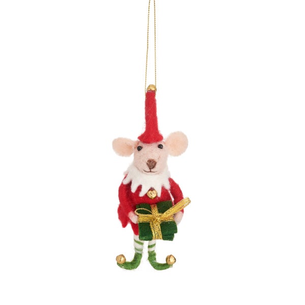 Weihnachtsbaumschmuck Maus mit Geschenk als Christbaumschmuck