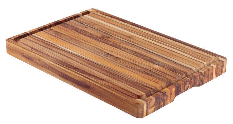 Rechteckiges Schneidebrett aus Holz mit Saftrille