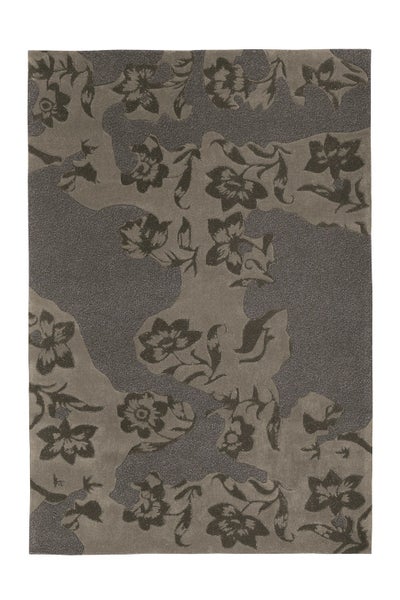 Kurzflor Teppich Everly Taupe / Grau Floral 140 x 200 cm