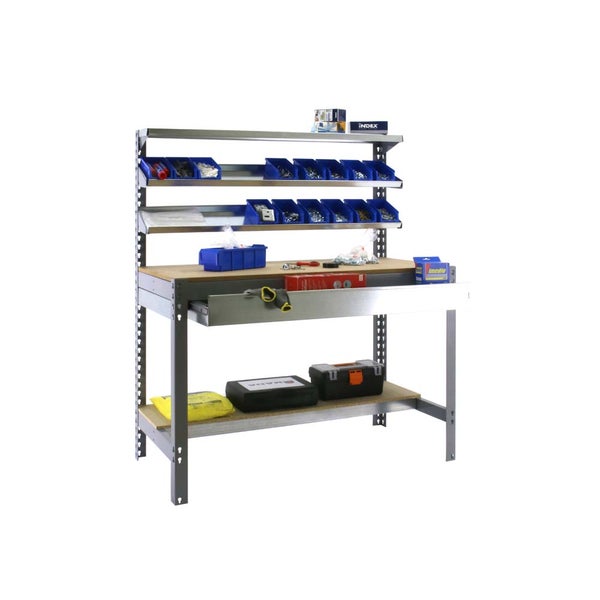 PROREGAL Werkbank Buffalo mit Frontablage und Schubfach HxBxT 84 x 90 x 61 cm Traglast 400 kg Grau