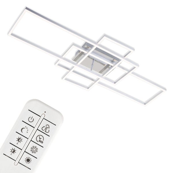LED Deckenleuchte Dimmbar Fernbedienung CCT Timer 55W silber Metall Briloner