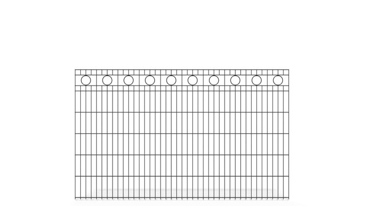 Doppelstabmatte 6/5/6 mit Kreis ZAUNGURU BASIC-Linie, Schmuckzaun, Höhe: 123cm, Breite: 200,5cm, Doppelstabmattenzaun verzinkt und zusätzlich in RAL 7016 Anthrazitgrau pulverbeschichtet