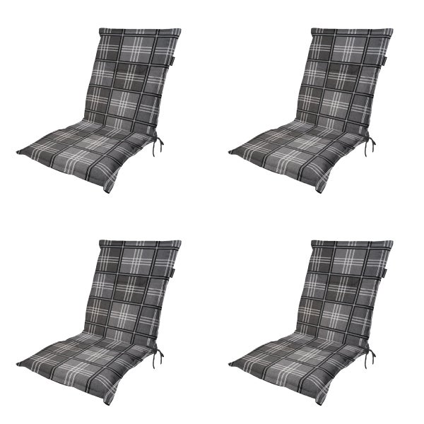 Gartenstuhlauflage, niedrige Rückenlehne, Patchy, grau - Ca. 105x50 cm - 4er-Set