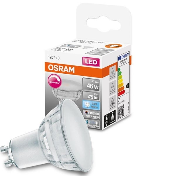 Osram LED Lampe ersetzt 46W Gu10 Reflektor - Par16 in Transparent 6,7W 575lm 4000K dimmbar 1er Pack