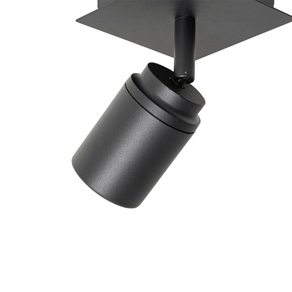 Schwarzer Deckenstrahler mit zylindrischem Lampenkopf