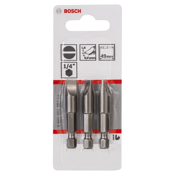 Bosch 3x Schrauberbit Extra-Hart, S 1,6 x 8,0, 49 mm - 2607001487