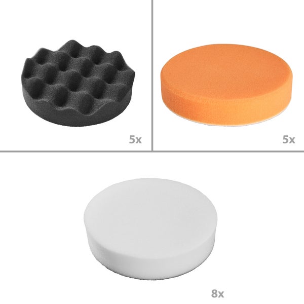 Polierschwamm Set bestehend aus Strukturschwämmen und Polierpads